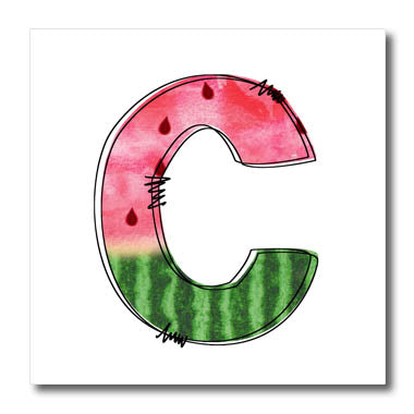 3dRose Cute Watermelon Monogram C - Iron on Heat Transfers (ht-383089)