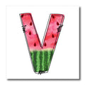 3dRose Cute Watermelon Monogram V - Iron on Heat Transfers (ht-383103)