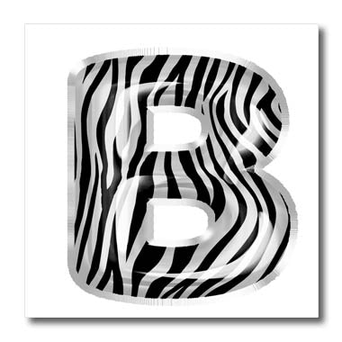 3dRose Zebra Patterned Image of Balloon Monogram B - Iron on Heat Transfers (ht-383108)