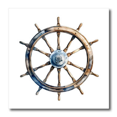 3dRose Nautical Sailing Wheel Illustration - Iron on Heat Transfers (ht-383608)