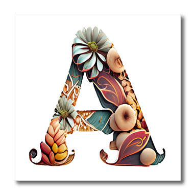 3dRose Boho Floral Monogram Initial A - Iron on Heat Transfers (ht-383729)