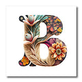 3dRose Boho Floral Monogram Initial B - Iron on Heat Transfers (ht-383730)