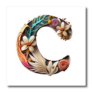 3dRose Boho Floral Monogram Initial C - Iron on Heat Transfers (ht-383731)