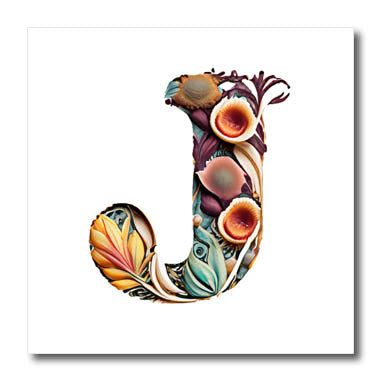 3dRose Boho Floral Monogram Initial J - Iron on Heat Transfers (ht-383736)