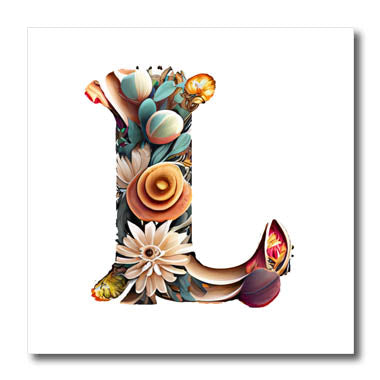 3dRose Boho Floral Monogram Initial L - Iron on Heat Transfers (ht-383738)