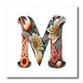 3dRose Boho Floral Monogram Initial M - Iron on Heat Transfers (ht-383739)