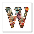 3dRose Boho Floral Monogram Initial W - Iron on Heat Transfers (ht-383746)