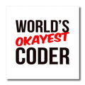 3dRose Worlds Okayest - Worlds Okayest Coder - Iron on Heat Transfers (ht-384555)