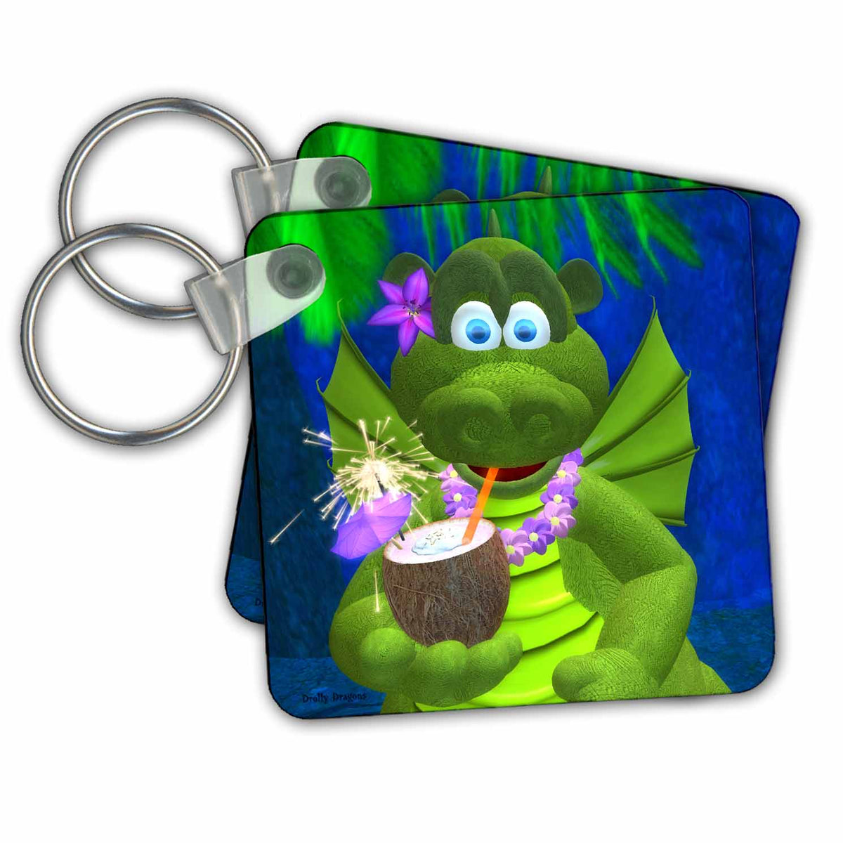 3dRose Key Chains Drolly Dragons Coco Girl (kc-13551-1)