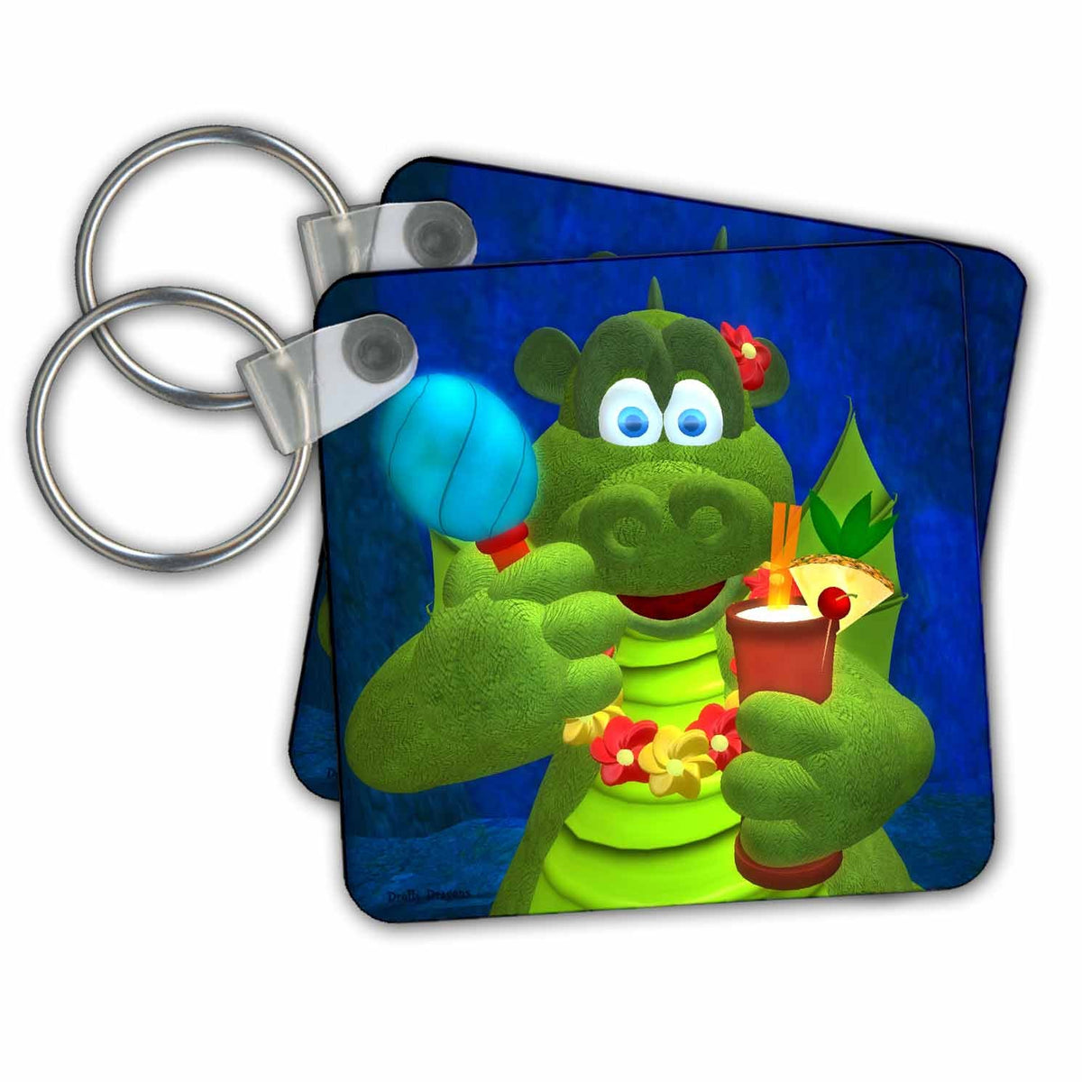 3dRose Key Chains Drolly Dragons Party Fun (kc-13552-1)