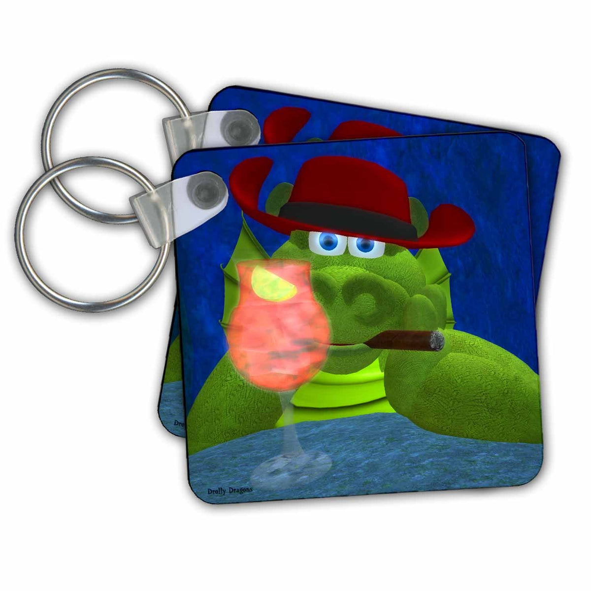 3dRose Key Chains Drolly Dragons Nightcap (kc-13554-1)