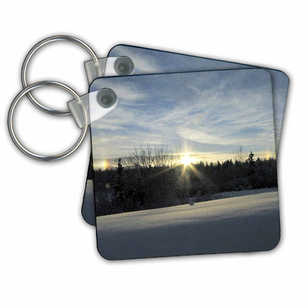 3dRose Key Chains Sundogs on the Alaska Highway 2 (kc-13871-1)