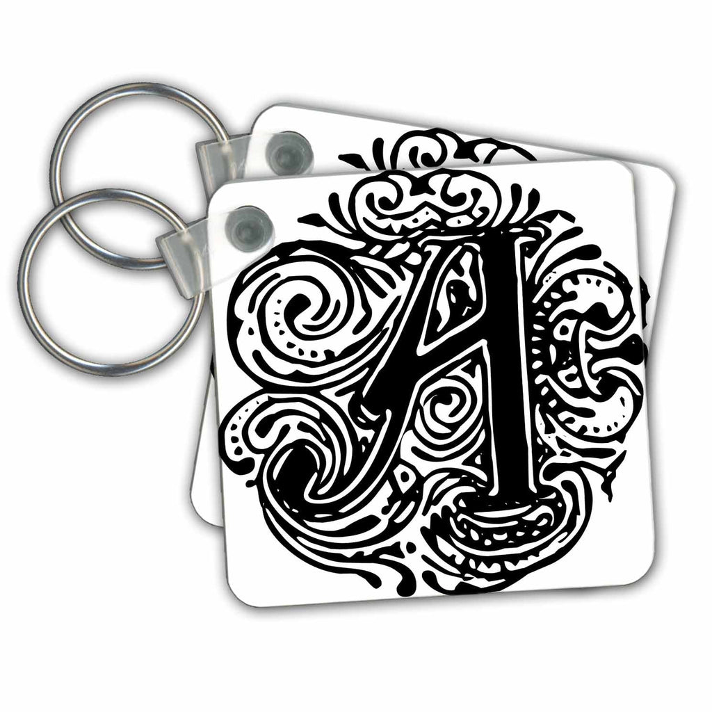 3dRose Key Chains Fancy Letter A (kc-14209-1)