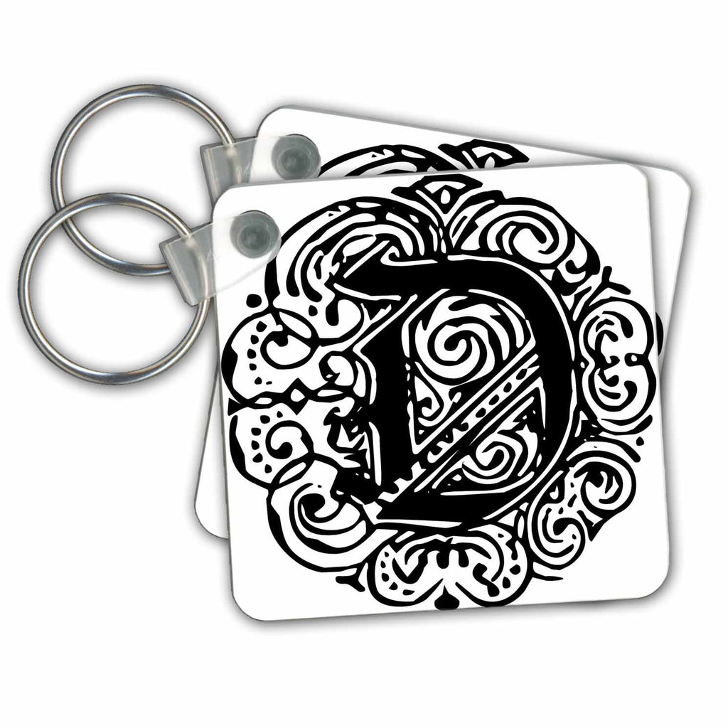 3dRose Key Chains Fancy Letter D (kc-14212-1)