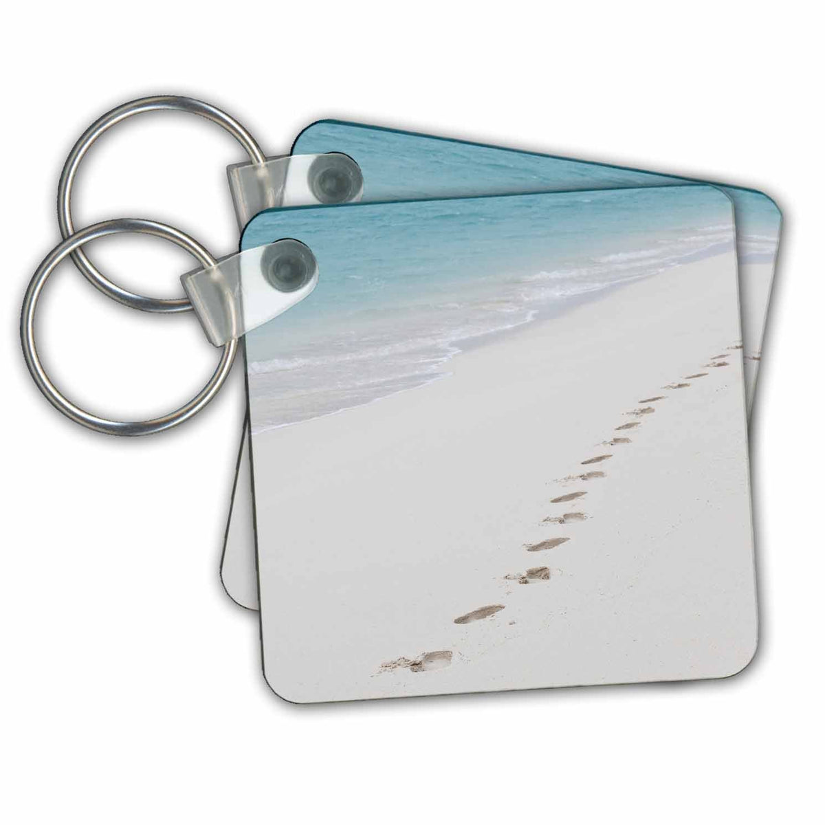 3dRose Key Chains Tracks on sand beach - US12 DGI0099 - Daisy Gilardini (kc-143963-1)