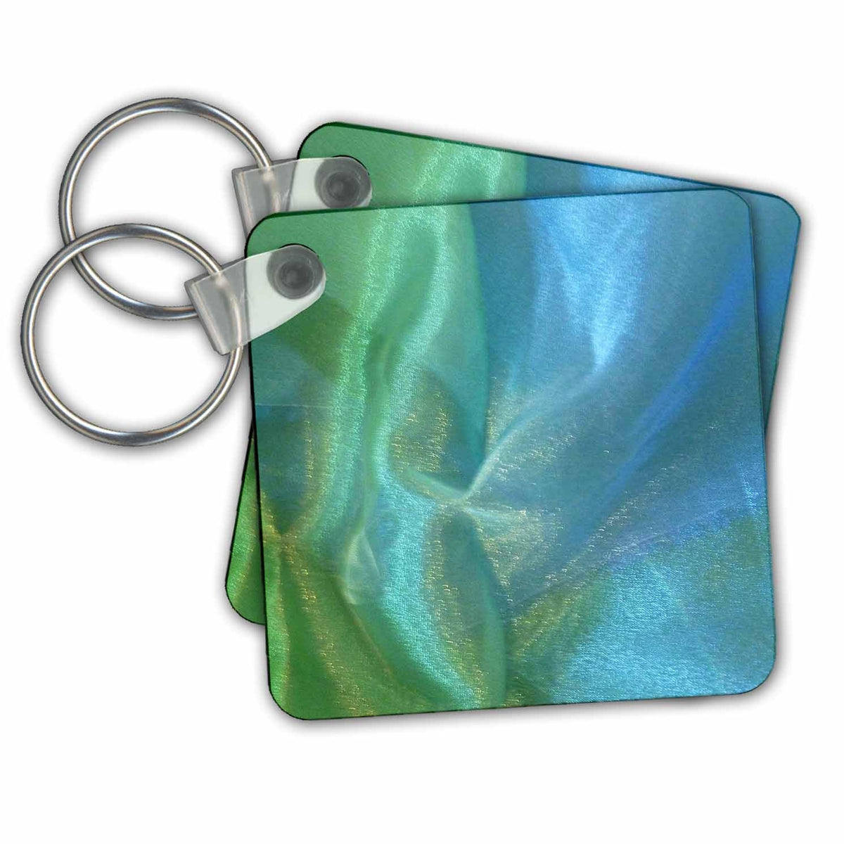 3dRose Key Chains Blue Green Chiffon (kc-14477-1)