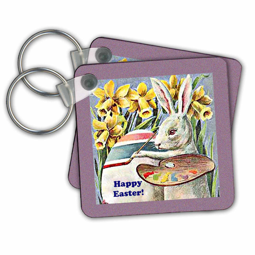 3dRose Key Chains Easter Rabbit Artist (kc-14777-1)