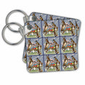 Key Chain - Rabbits and Easter Eggs Pattern Easter Vintage