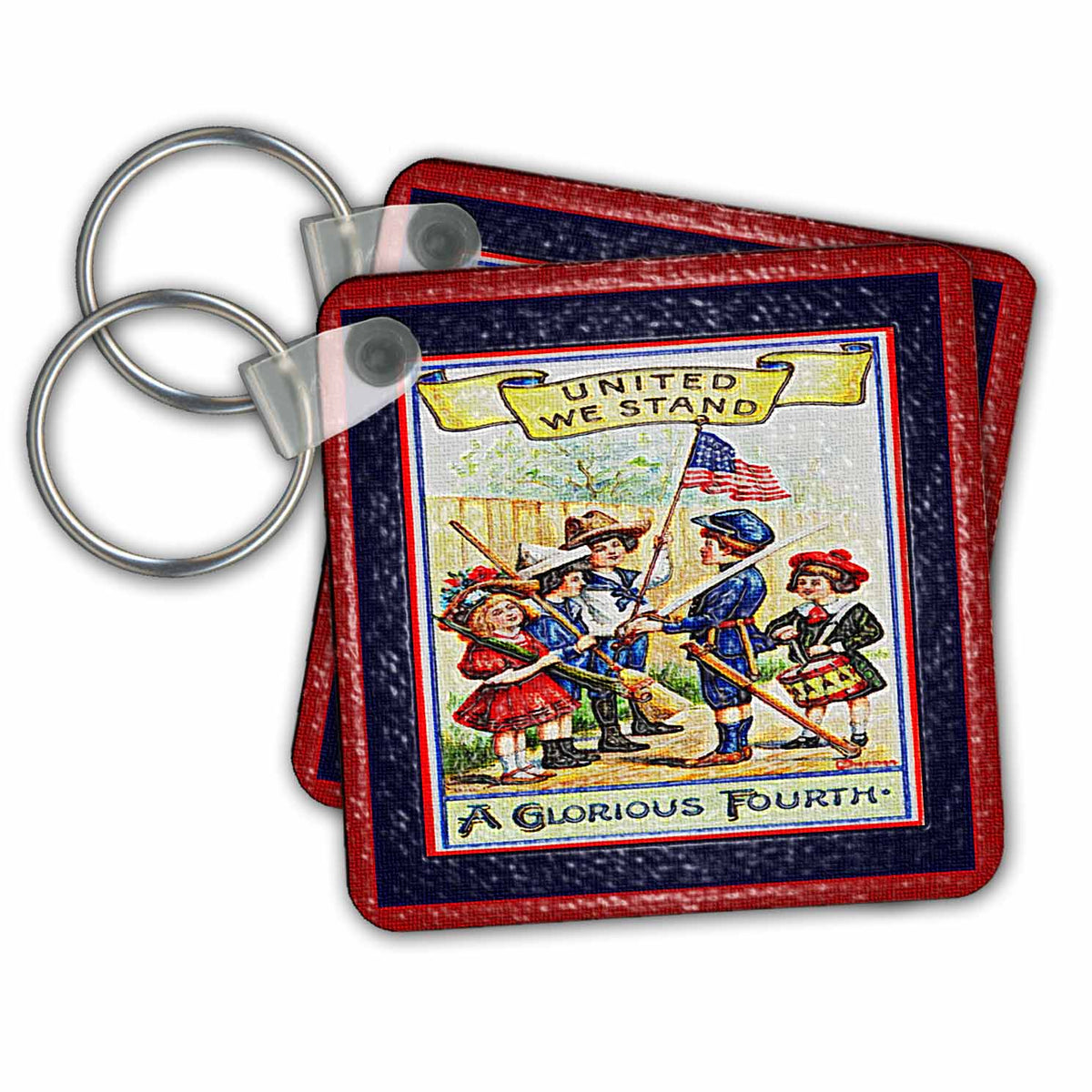 3dRose Key Chains Glorious Fourth of July Plastic Textured (kc-14796-1)