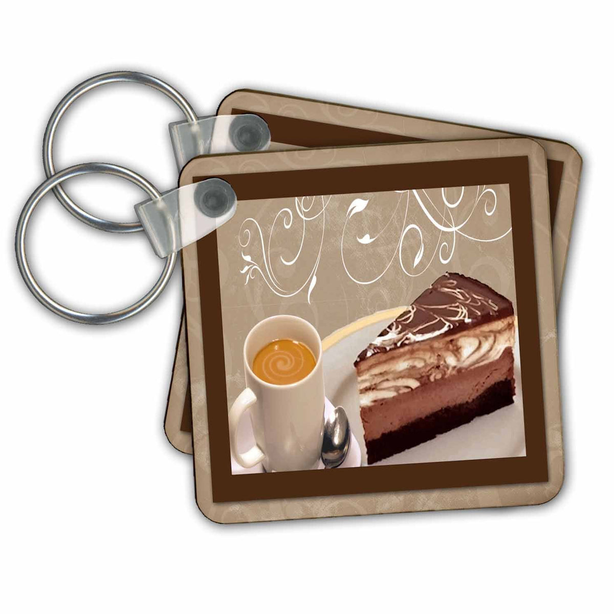 Key Chain - Coffee and Cheesecake Designs Dessert Themes