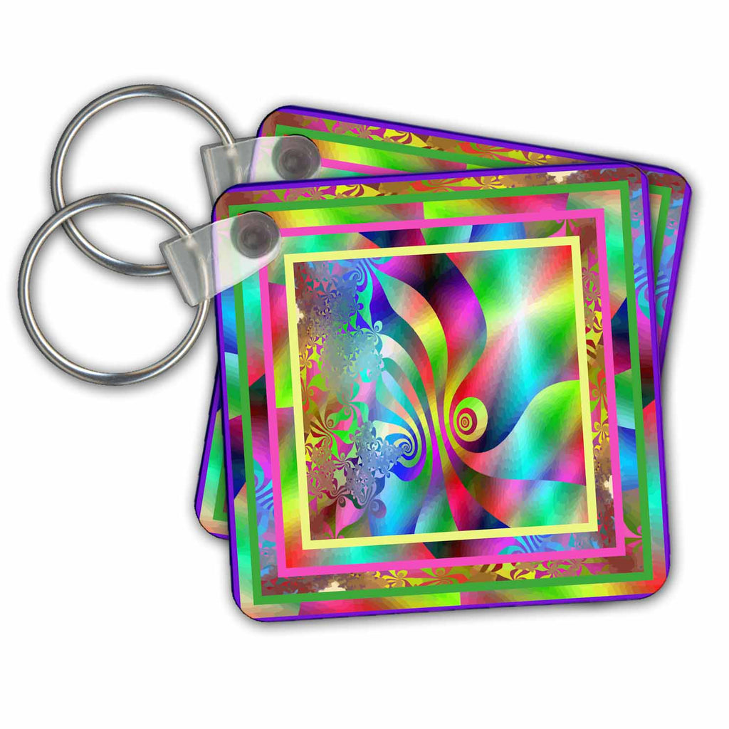 3dRose Key Chains Groovy Colors (kc-14877-1)