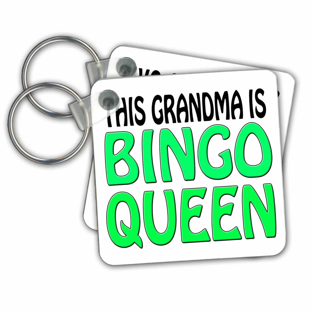 3dRose Key Chains This grandma is bingo queen, Lime green, (kc-149772-1)