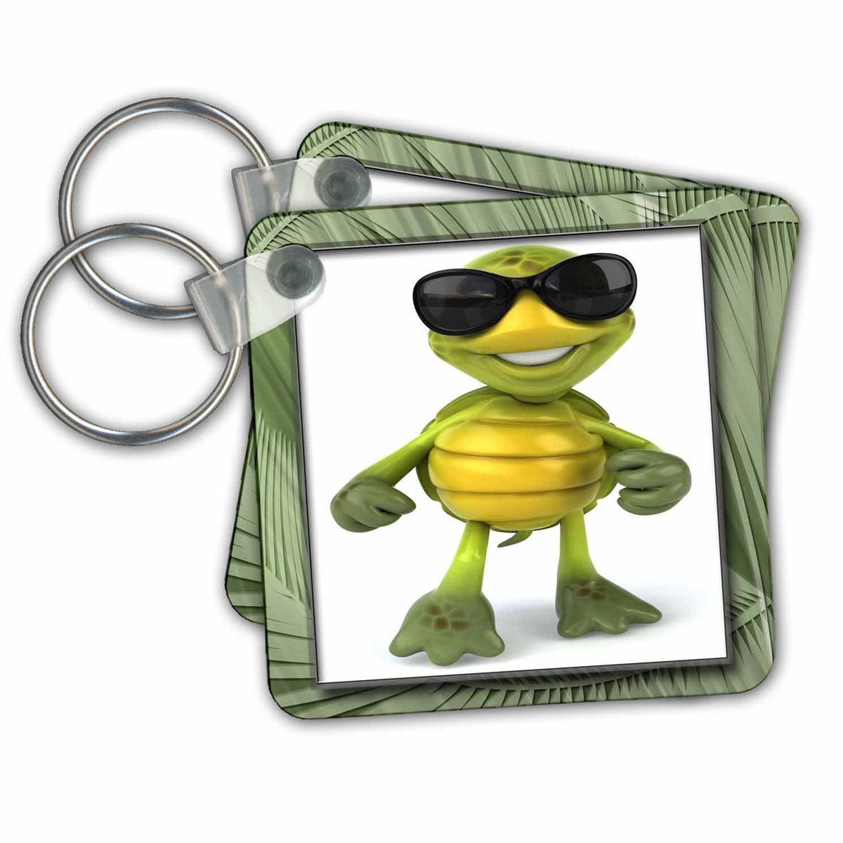 3dRose Key Chains Turtle Wearing Sunglasses (kc-150007-1)