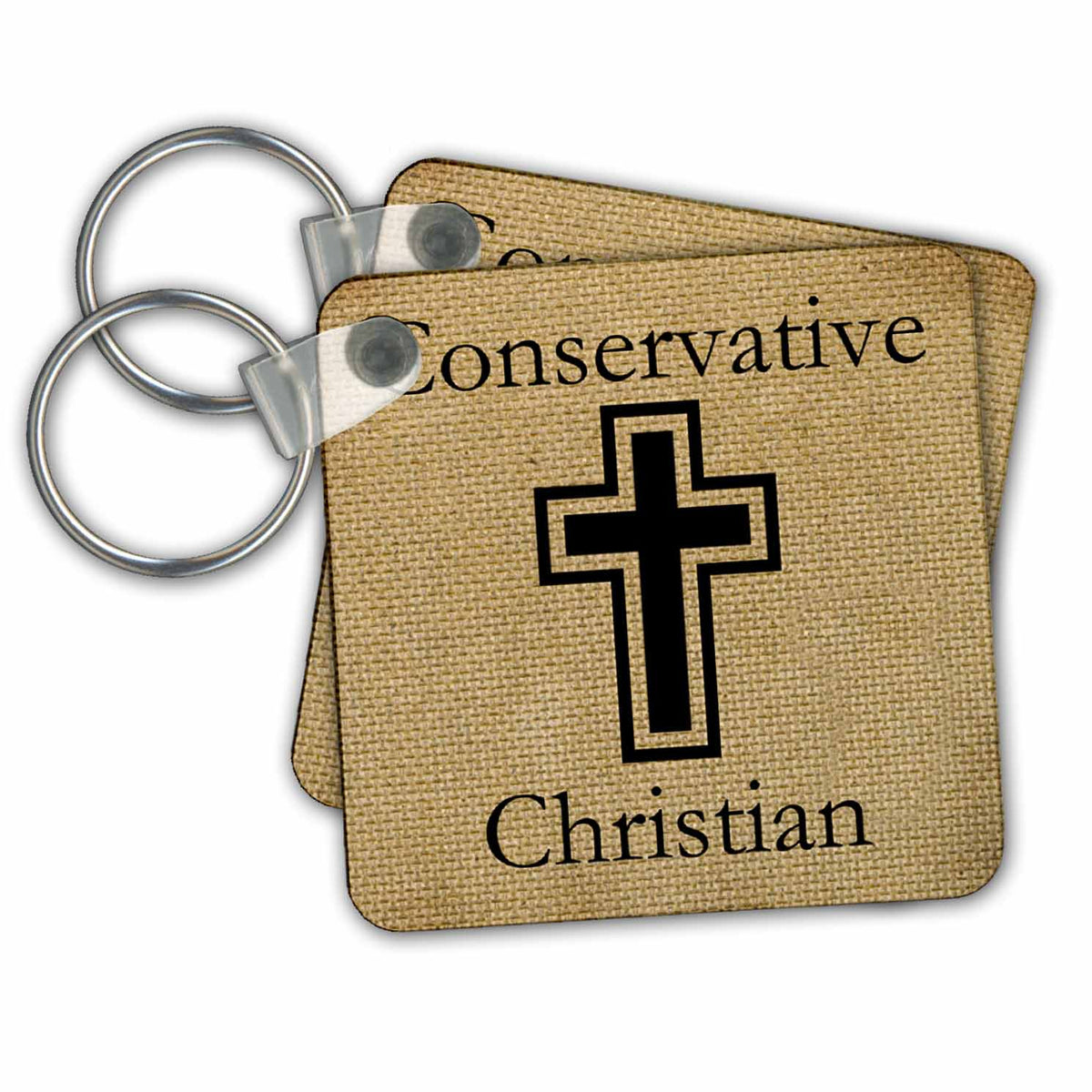 3dRose Key Chains Conservative Christian Burlap Texture (kc-150119-1)