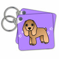Key Chain - Cute Tan Cocker Spaniel Purple with Pawprints Designs Dogs
