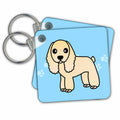 Key Chain - Cute Buff Cocker Spaniel Blue with Pawprints Designs Dogs