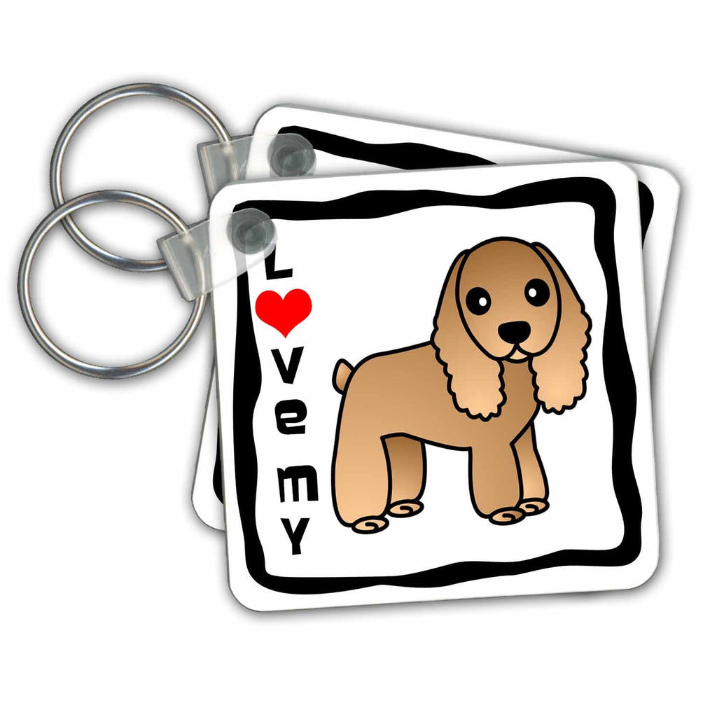 3dRose Key Chains Love My Cocker Spaniel Tan (kc-15360-1)