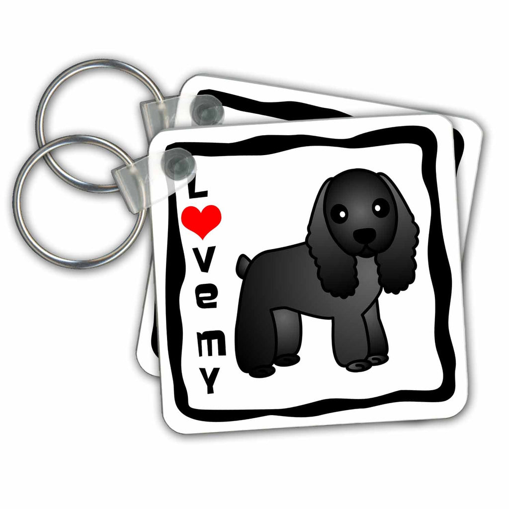 3dRose Key Chains Love My Cocker Spaniel Black (kc-15363-1)