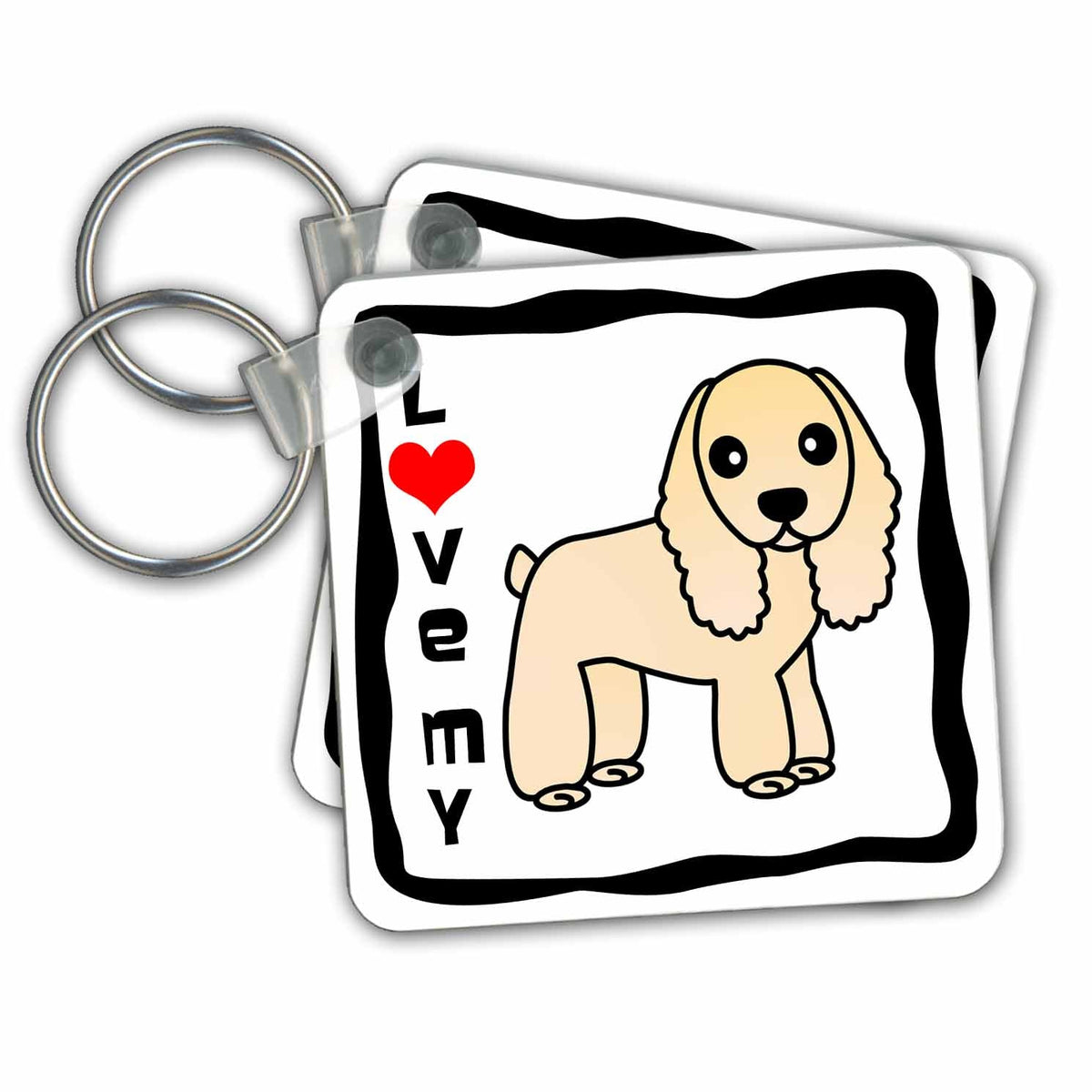 3dRose Key Chains Love My Cocker Spaniel Buff (kc-15364-1)