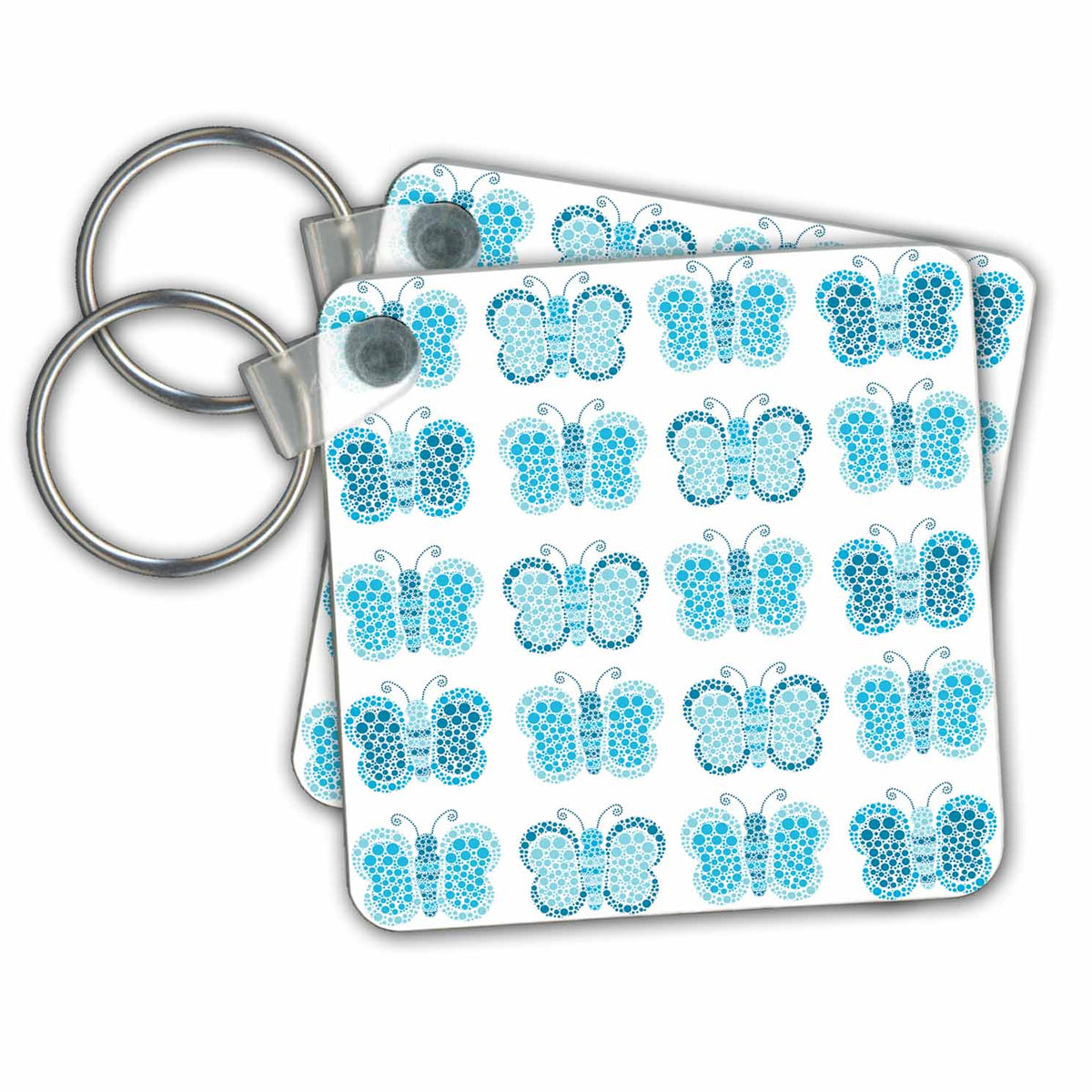Key Chain - Blue Pointillism Butterfly Print Designs Prints and Patterns