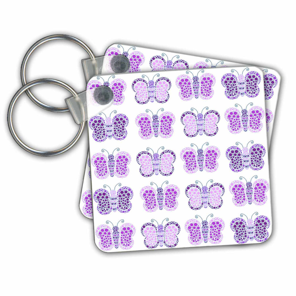 3dRose Key Chains Purple Pointillism Butterfly Print (kc-15370-1)