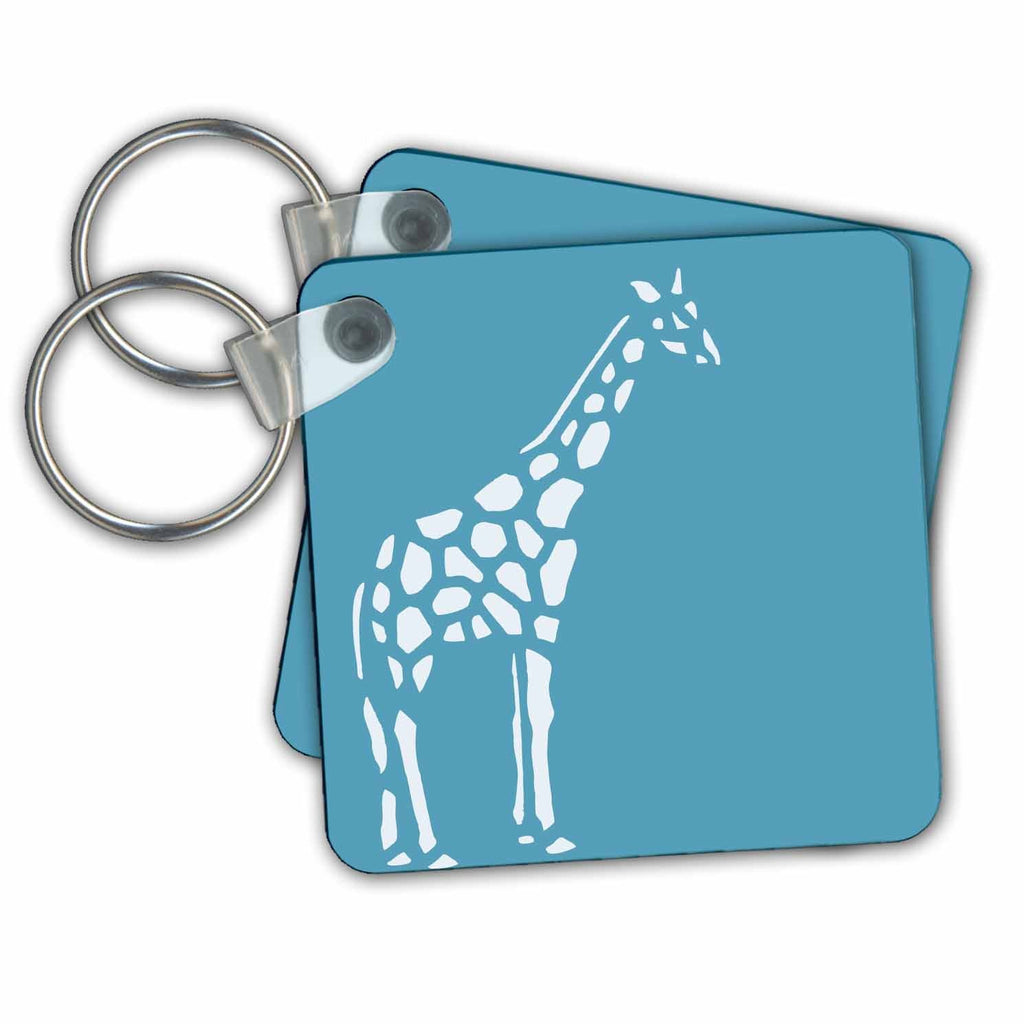 3dRose Key Chains Teal and White Giraffe (kc-186787-1)