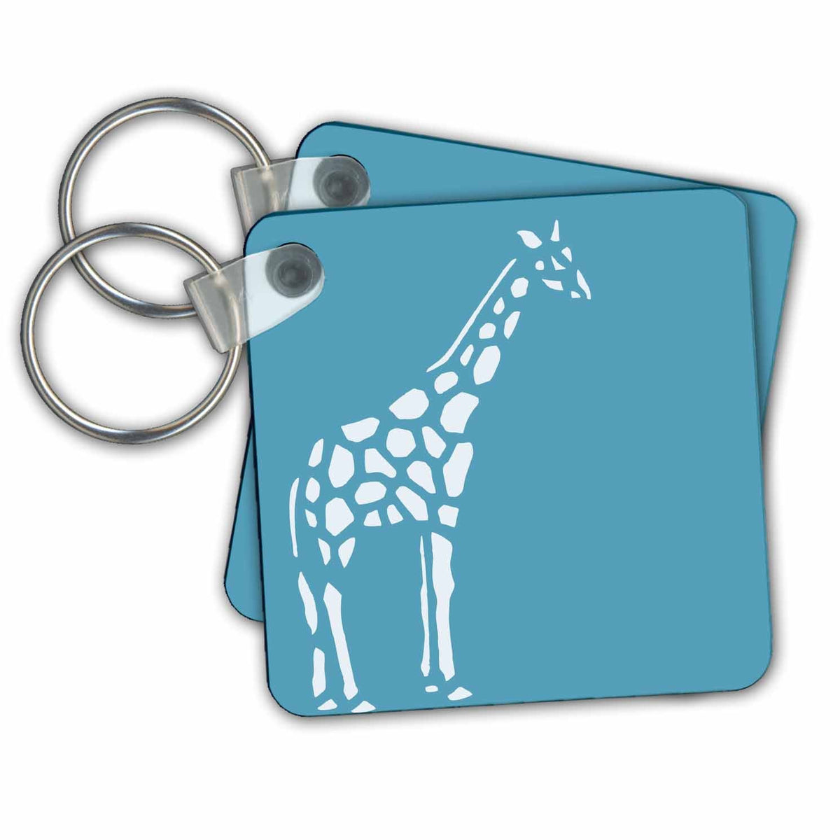 3dRose Key Chains Teal and White Giraffe (kc-186787-1)