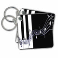 Key Chain - Silver Music Notes on Piano Keys Design