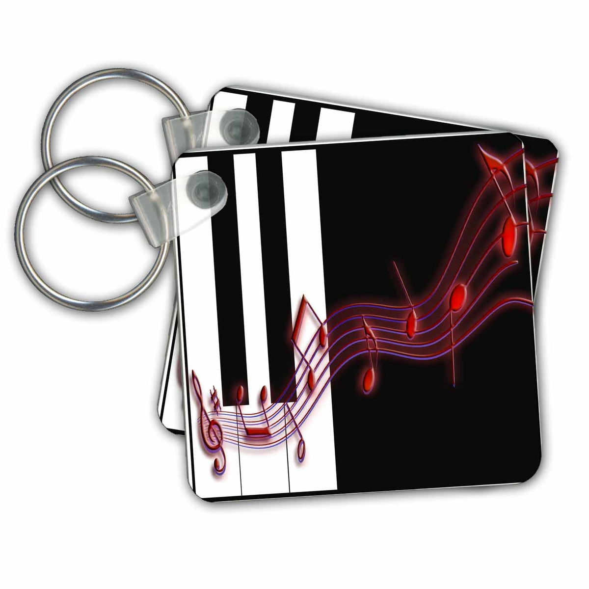 3dRose Key Chains Red Music Notes on Piano Keys (kc-18763-1)