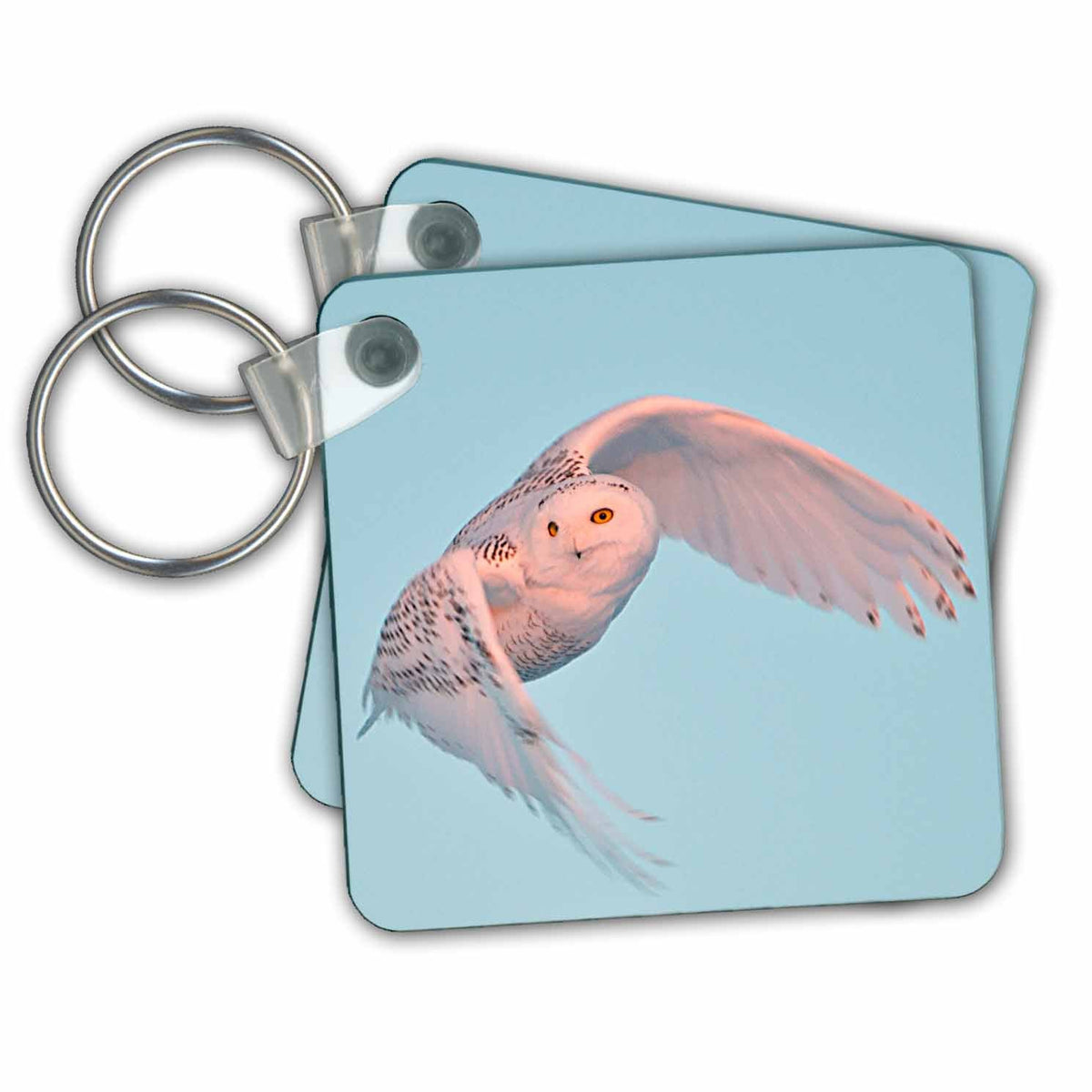 Key Chain - Snowy Owl in flight. Owls
