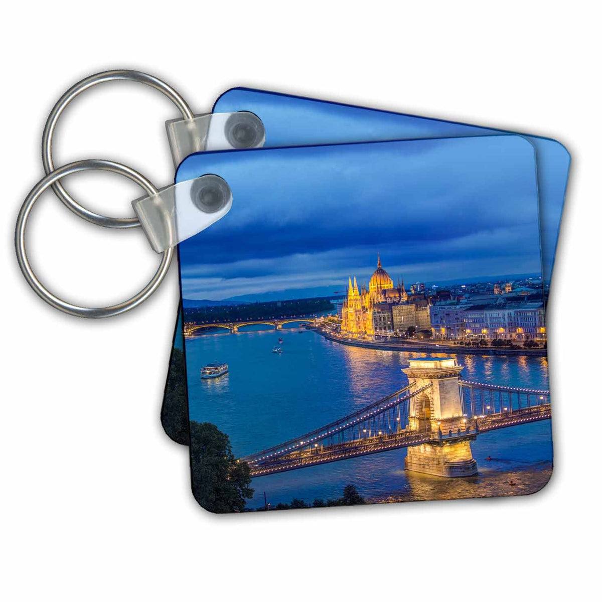 3dRose Key Chains Hungary, Budapest, Twilight Danube. (kc-210081-1)