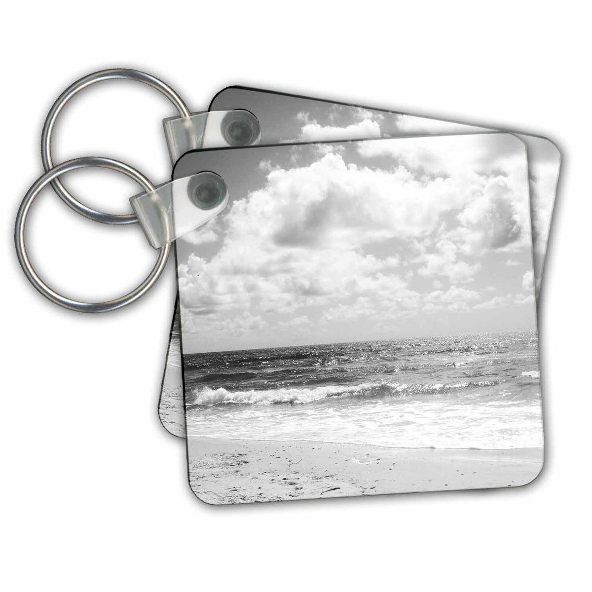 Key Chain - Beach Clouds Black n White