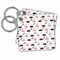 Key Chain - Pink and Black High Heels and Purses Pattern Shoes and Purses