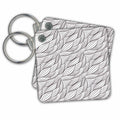 Key Chain - Black and White Overlapping Leaves Pattern Patterns