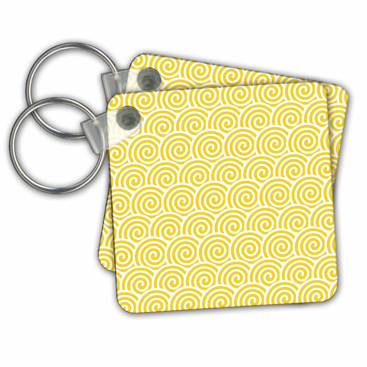3dRose Key Chains Yellow and White Swirls Pattern (kc-210896-1)