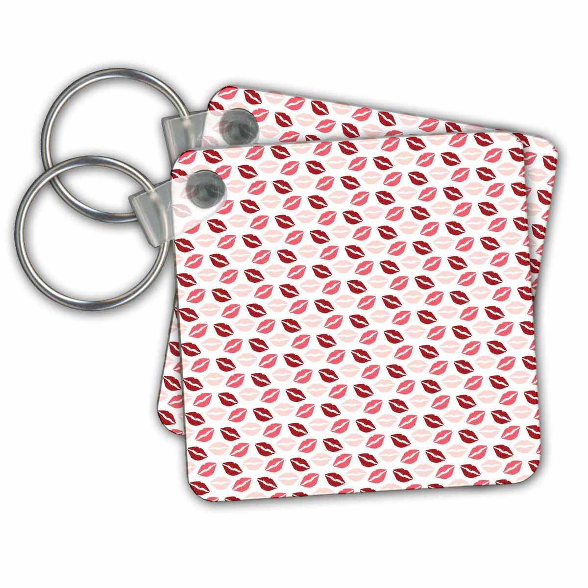 Key Chain - Red and Pink Kissing Lips Pattern Patterns