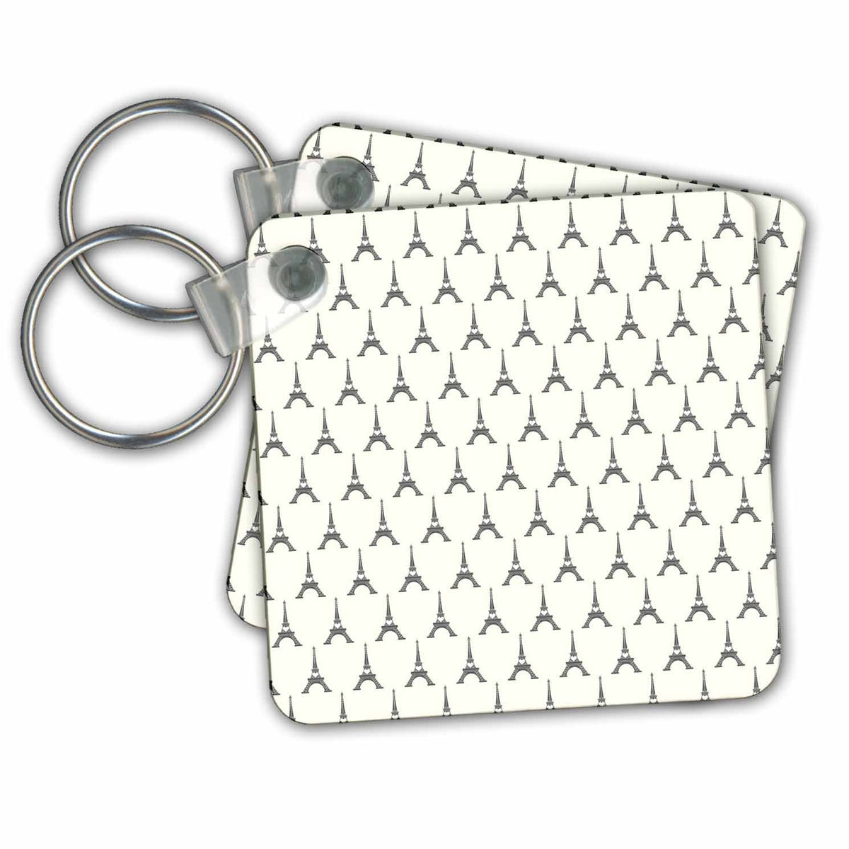 Key Chain - Rows of Gray Eiffel Towers Pattern Patterns