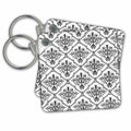Key Chain - Black and White Diamond Damask Pattern Pattern