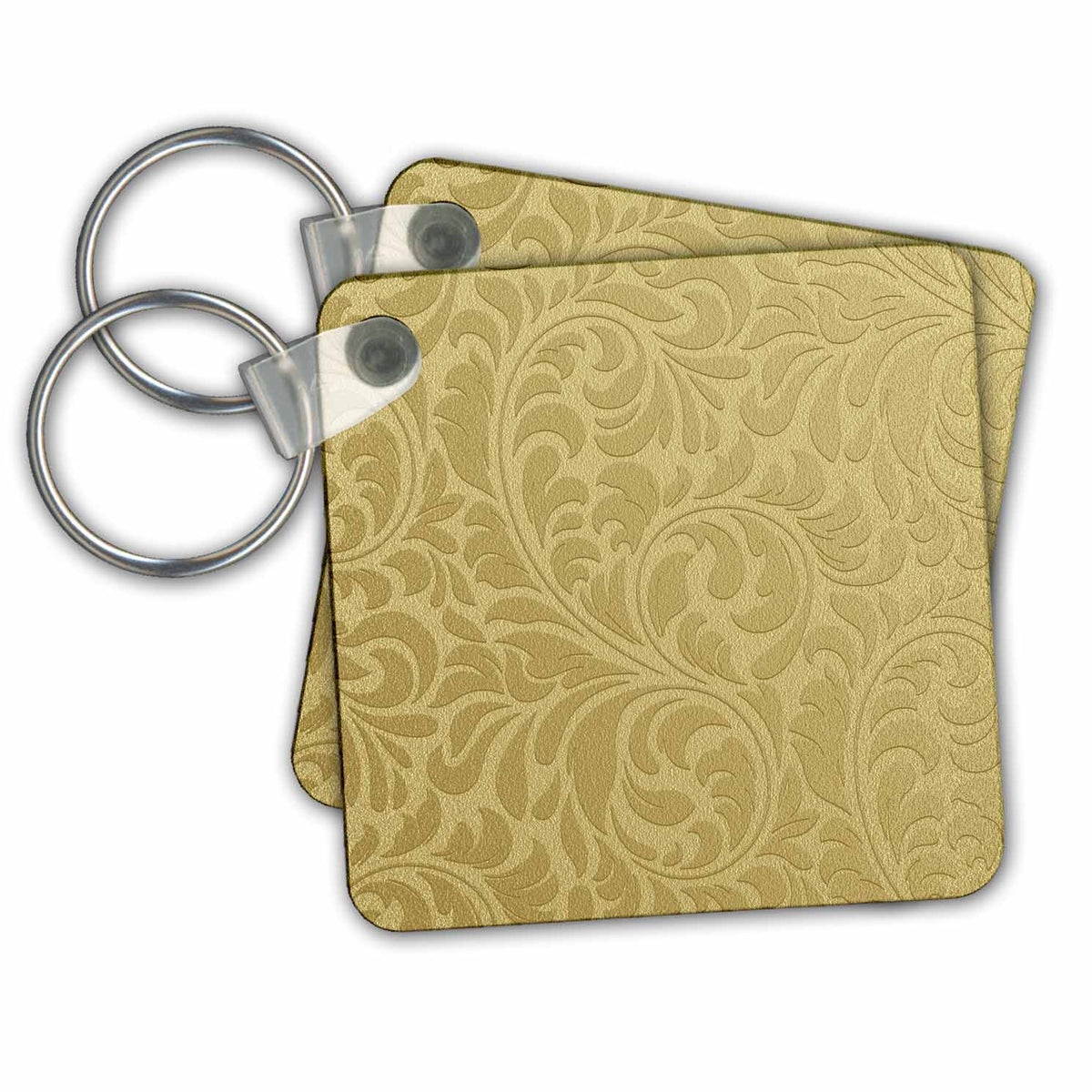 3dRose Key Chains Gold Embossed Effect Flourish Pattern (kc-210948-1)