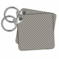 Key Chain - Gray and White Overlapping Moroccan Quatrefoil Pattern Pattern
